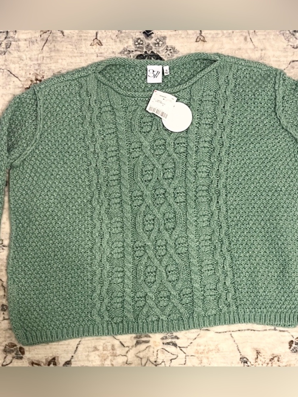 preppy spring Cable Knit Sweater in Green
